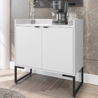 Jogo De Armário Baixo E Mesa De Jantar Napoli Branco/preto