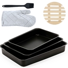 Jogo De Assadeira Retangular 03 Peças Antiaderentes + Luva Té