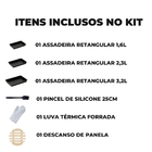 Jogo De Assadeira Retangular 03 Peças Antiaderentes + Luva Té