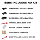 Jogo De Assadeira Retangular 03 Peças Antiaderentes + Luva Té