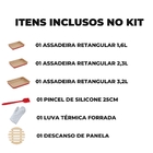 Jogo De Assadeira Retangular 03 Peças Antiaderentes + Luva Té