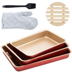 Jogo De Assadeira Retangular 03 Peças Antiaderentes + Luva Té