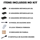 Jogo De Assadeira Retangular 03 Peças Antiaderentes + Luva Té