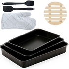 Jogo De Assadeira Retangular 03 Peças Antiaderentes + Luva Té