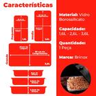 Jogo De Assadeiras De Vidro Retangular Cheff 3 Peças - Brinox