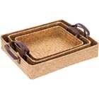 Jogo De Bandeja Em Fibra Natural Para Servir Alimentos Café