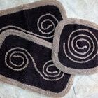 Jogo De Banheiro 3 Pcs Luxo Caracol  Tabaco C/ Avelã