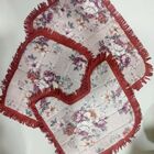 Jogo De Banheiro 3 Pcs Plush Luxo  Vermelho Com Rosa Floral