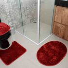 Jogo De Banheiro 3 Peças Cronos Pratatêxtil. Cereja