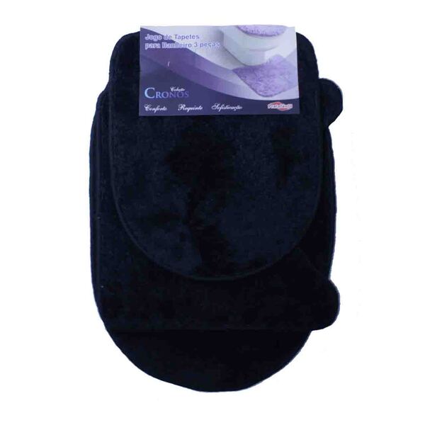 Jogo De Banheiro 3 Peças Cronos Pratatêxtil. Preto