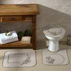 Jogo De Banheiro Areia Flor Marrom  03 Peças - Antiderrapante