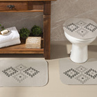 Jogo De Banheiro Areia Gaia Cinza 03 Peças - Antiderrapante