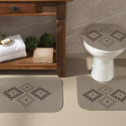 Jogo De Banheiro Bege Gaia Marrom 03 Peças - Antiderrapante