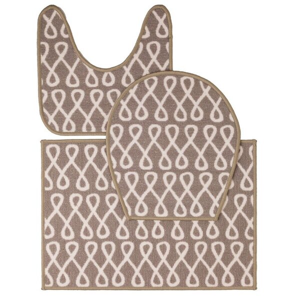 Jogo De Banheiro Carícia 3 Peças Antiderrapante  Cinza