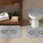 Jogo De Banheiro Cinza Gaia Chumbo 03 Peças - Antiderrapante