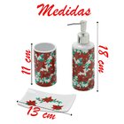 Jogo De Banheiro De Natal Com Flores Cerâmica 3 Peças