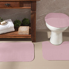 Jogo De Banheiro Liso Rosa 03 Peças - Antiderrapante