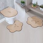 Jogo De Banheiro Premium Formato Beija-flor Bege 03 Peças