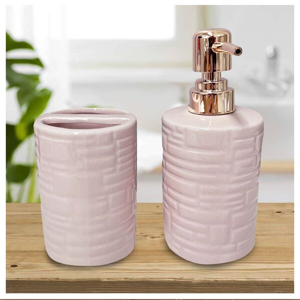 Jogo De Banheiro Rosa Em Porcelana 2 Peças