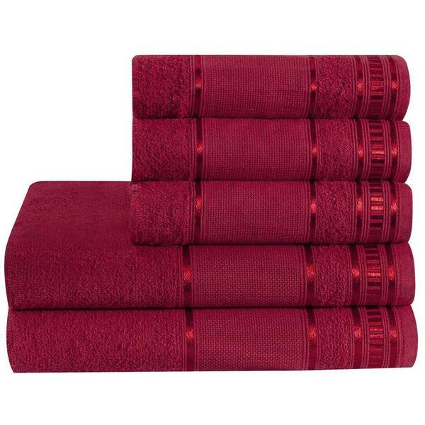 Jogo De Banho100% Algodão 5 Peças Vermelho Real