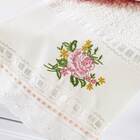 Jogo De Banho Bordado Ponto Russo 05 Peças - Rosê/palha