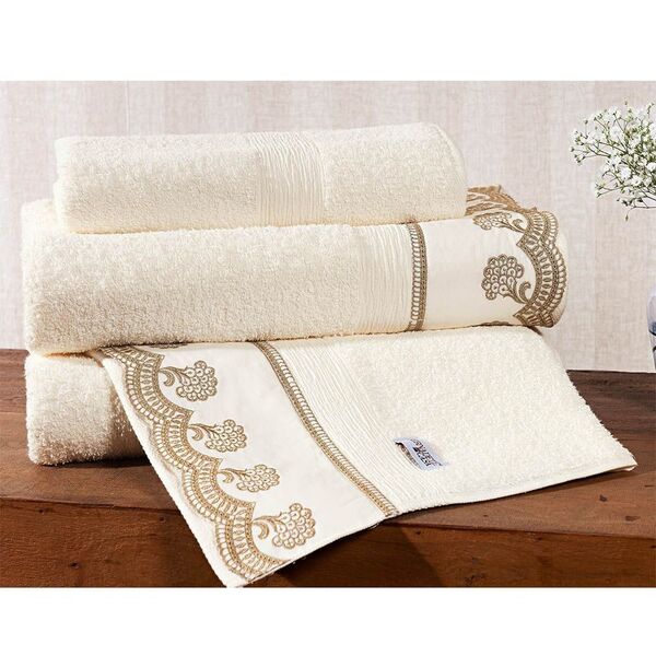 Jogo De Banho Gigante 05 Peças Percal 200 Fios Amêndoa Palha