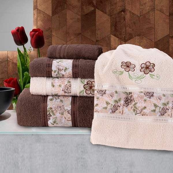 Jogo de Banho Inca Casa Dona 5 peças Tabaco com Palha