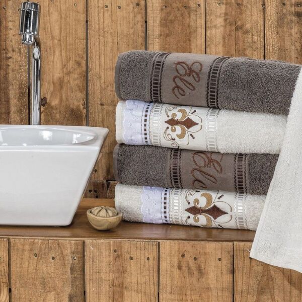 Jogo De Banho Moscou 5 Peças Algodão Bordado Ponto Russo - Ma