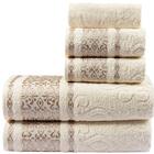 Jogo De Banho Toalhas Malau Decorado 5 Peças Palha Pérola