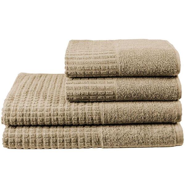 Jogo De Banho Toscana Fio Penteado 4 Peças Cáqui