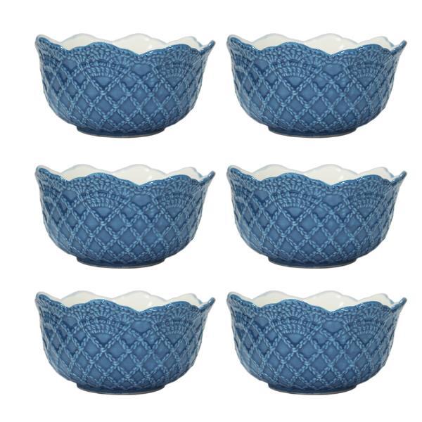 Jogo De Bowls Em Porcelana Wolff Givemy 14cm 6 Peças Azul