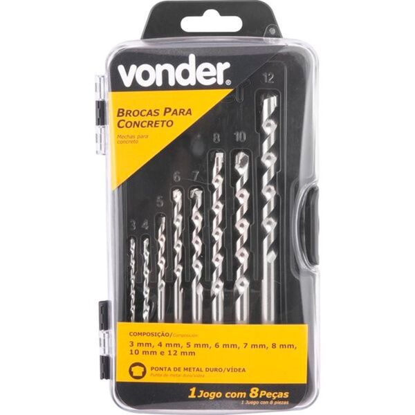 Jogo De Broca De Wídea Para Concreto De 3 A 12 Mm Com 8 Peças