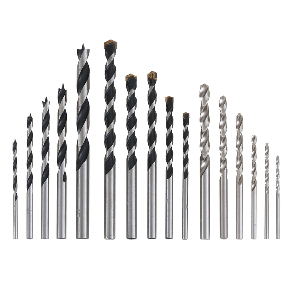 Jogo de Brocas com 5 para Madeira 6 para Metal e 5 para Alvenaria 16 Peças Dexter