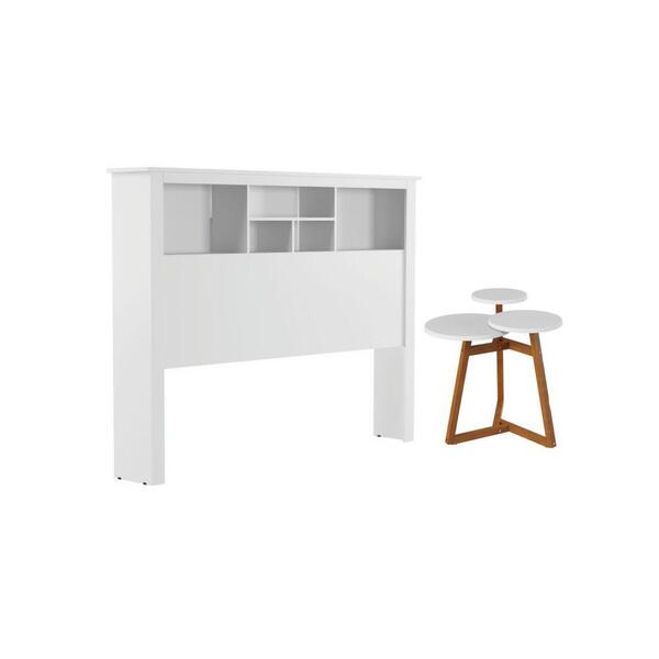 Jogo De Cabeceira Com Mesa Lateral Genoa Branco Nature