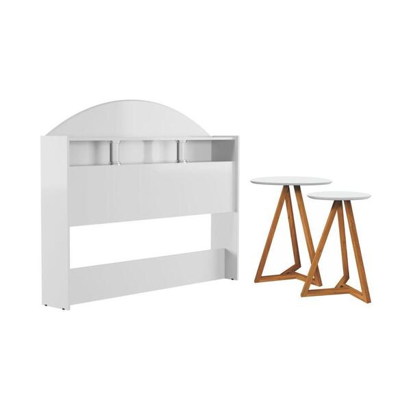 Jogo De Cabeceira Com Mezanino Lateral Brescia Branco Nature