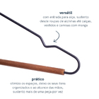 Jogo de Cabide para roupas em Geral Ferreiro Metal Preto Oikos