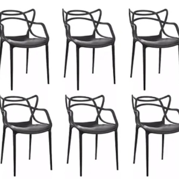 JOGO DE CADEIRA DE JANTAR OU JARDIM  6 CADEIRAS ALLEGRA PRETA