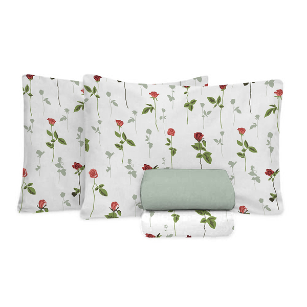 Jogo De Cama 100% Algodão Queen Size 180 Fios Fiori
