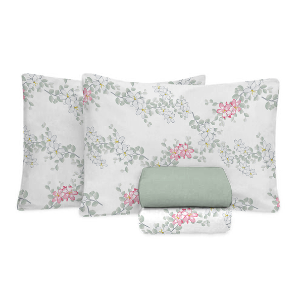 Jogo De Cama 100% Algodão Queen Size 200 Fios Fiori