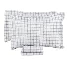 Jogo de Cama 200 Fios King Grid Cinza e Brancoanco