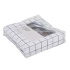Jogo de Cama 200 Fios King Grid Cinza e Brancoanco