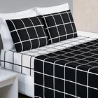 Jogo De Cama 4 Pçs Queen Madri 200 Fios Estampa Grid  Preto