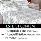 Jogo De Cama 4 Peças Casal Lençol 100 Algodão Percal 200 Fios