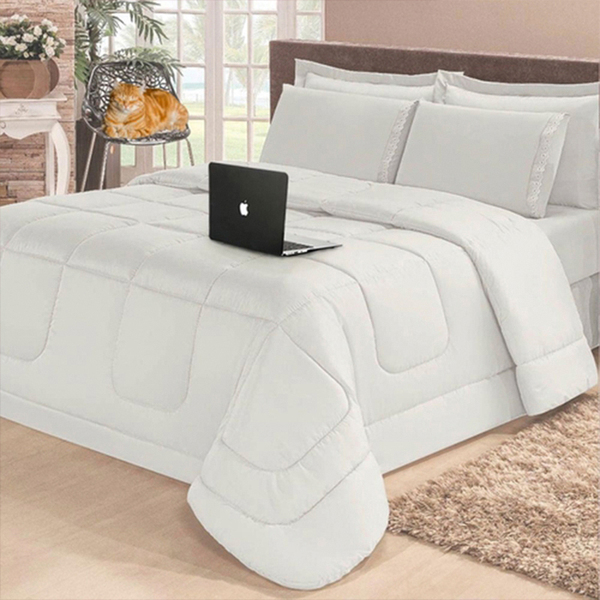 Jogo De Cama 5 Pçs Queen Branco Casen