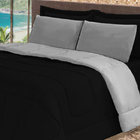 Jogo De Cama 6 Pçs De Verão Casal Queen Preto E Cinza Cotex