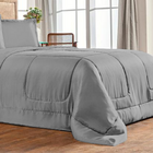 Jogo De Cama 6 Pçs Edredom Casal Queen Dupla Face Casen Cinza