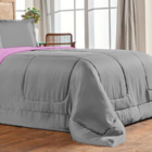 Jogo De Cama 6 Pçs Edredom Casal Queen Dupla Face Casen Cinza