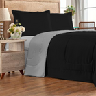 Jogo De Cama 6 Pçs Edredom Casal Queen Dupla Face Casen Preto