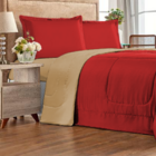 Jogo De Cama 6 Pçs Edredom Casal Queen Dupla Face Casen Verme