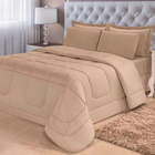 Jogo De Cama 6 Peças Aconchego Dupla Face Casal Queen Bege Ca